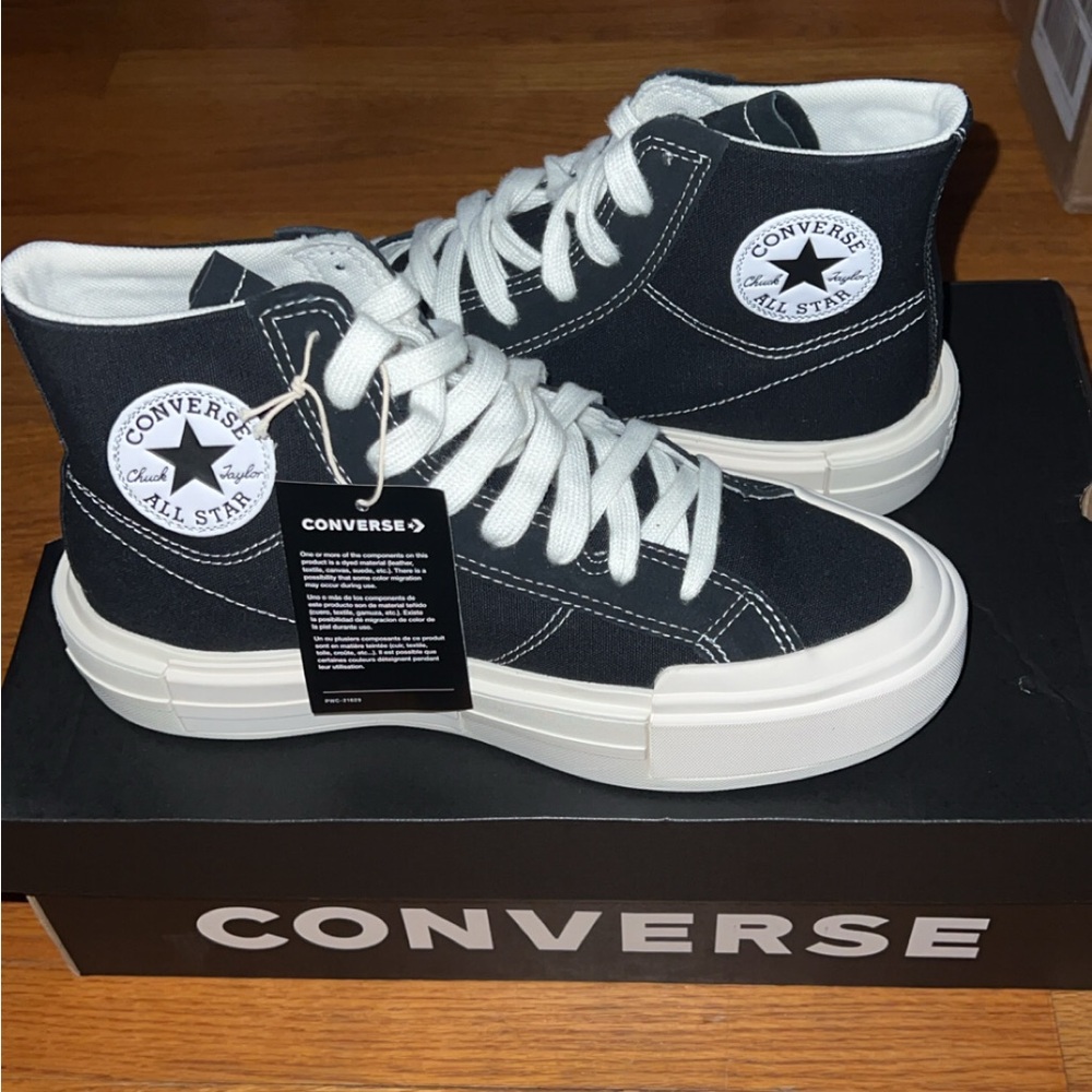 Converse Black Canvas High-Tops with White Accents